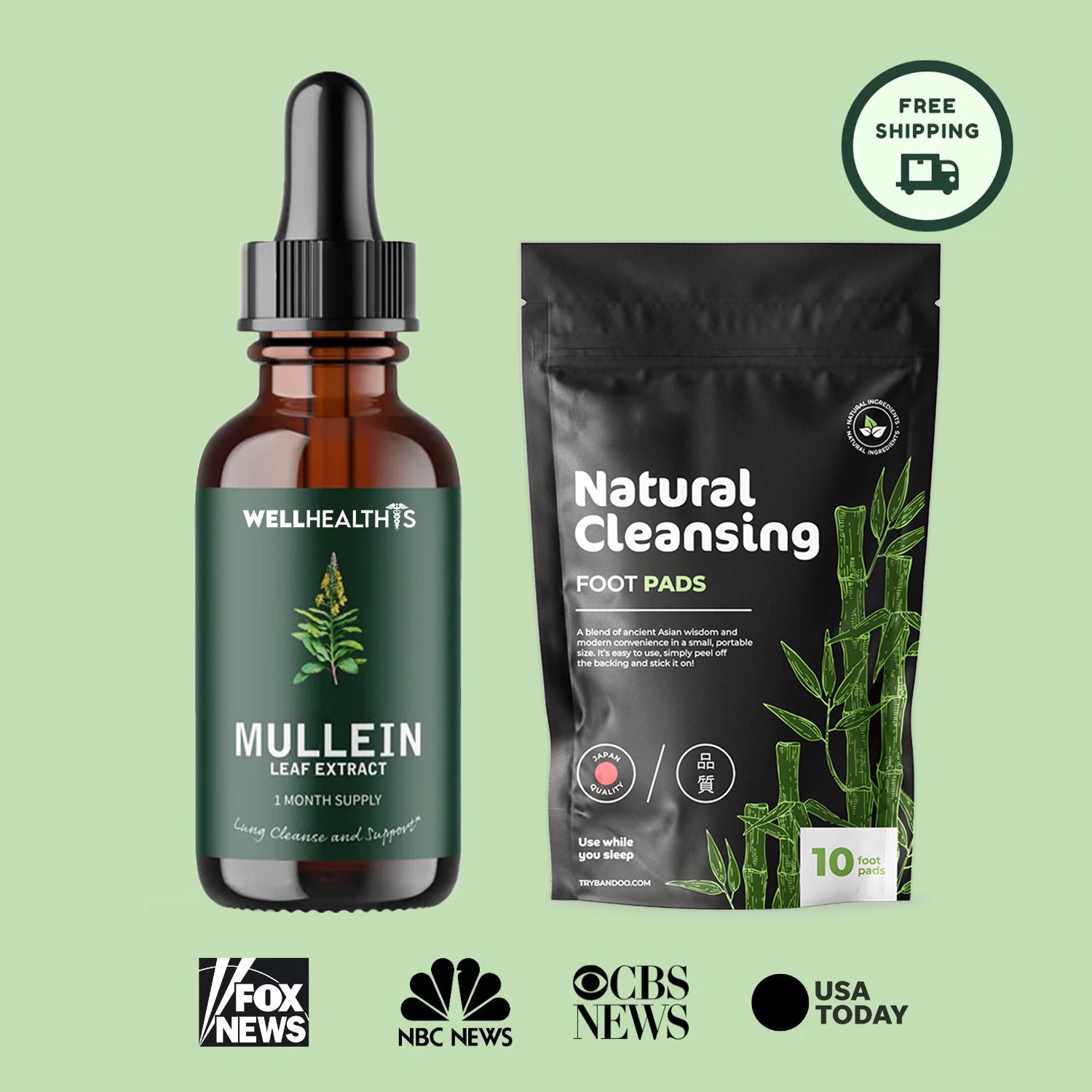 WellHealthis® Mullein Leaf Extract + Natural Cleansing Foot Patches (Wellness Kit)