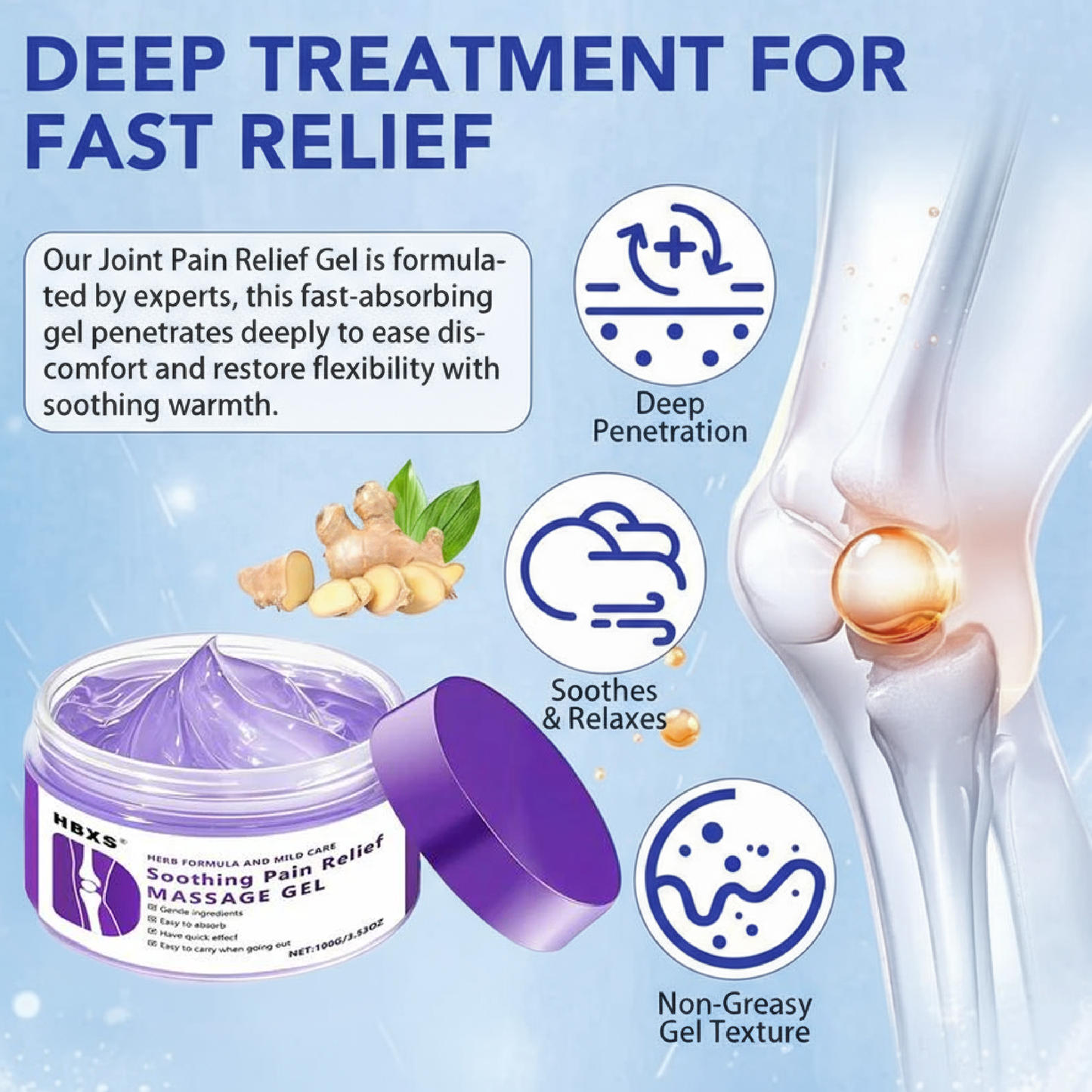 KREAIN Joint Pain Gel Purple Gel - Soothing Pain Massage Gel 100ml